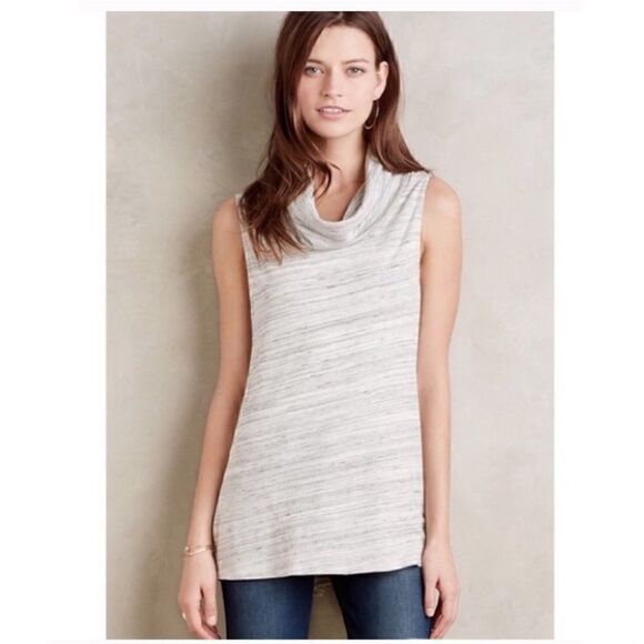 ANTHROPOLOGIE DOLAN Charente Sleeveless Top Gray White Women’s Size Small - Picture 1 of 6